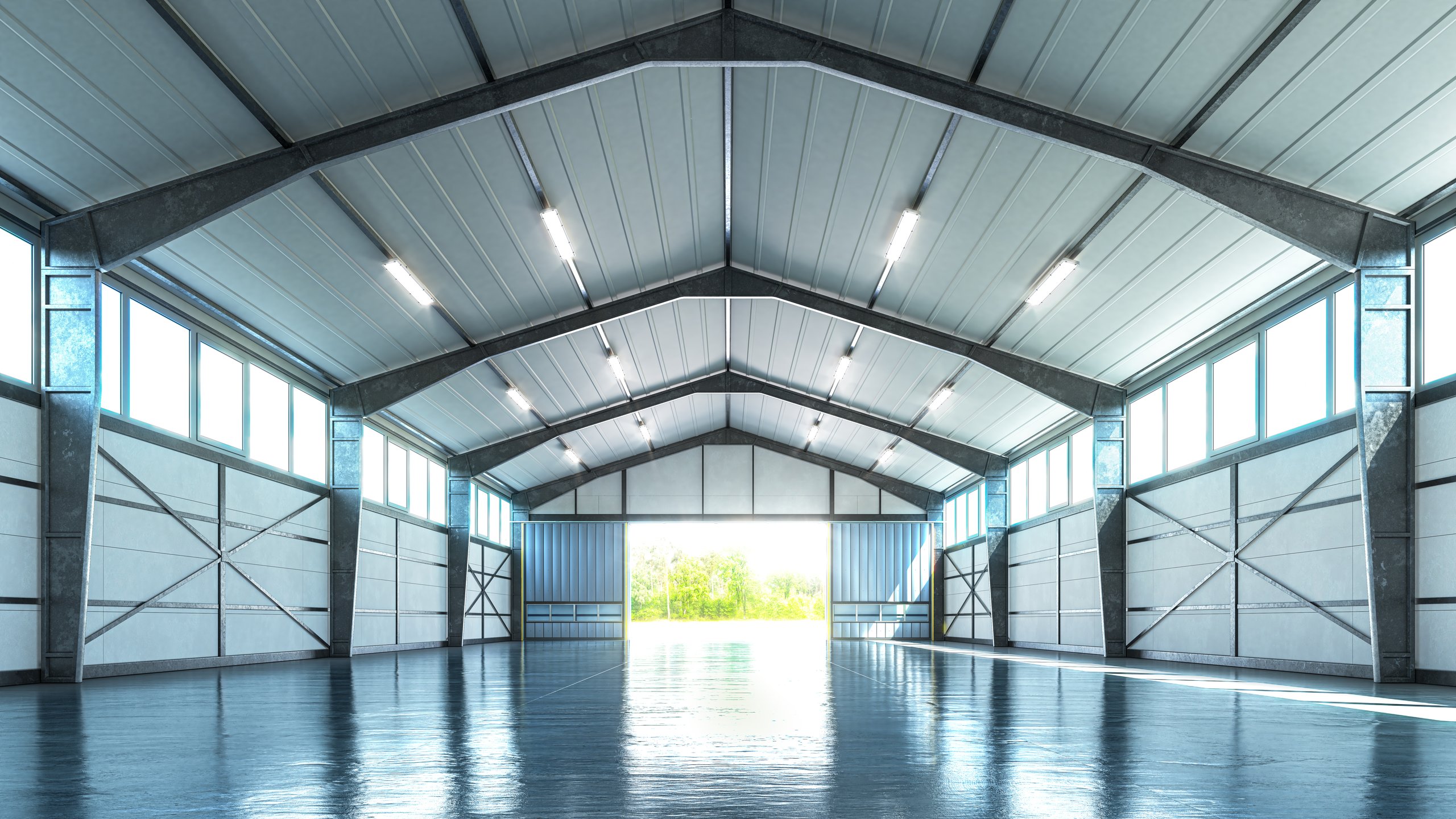 Bright warehouse interior construction