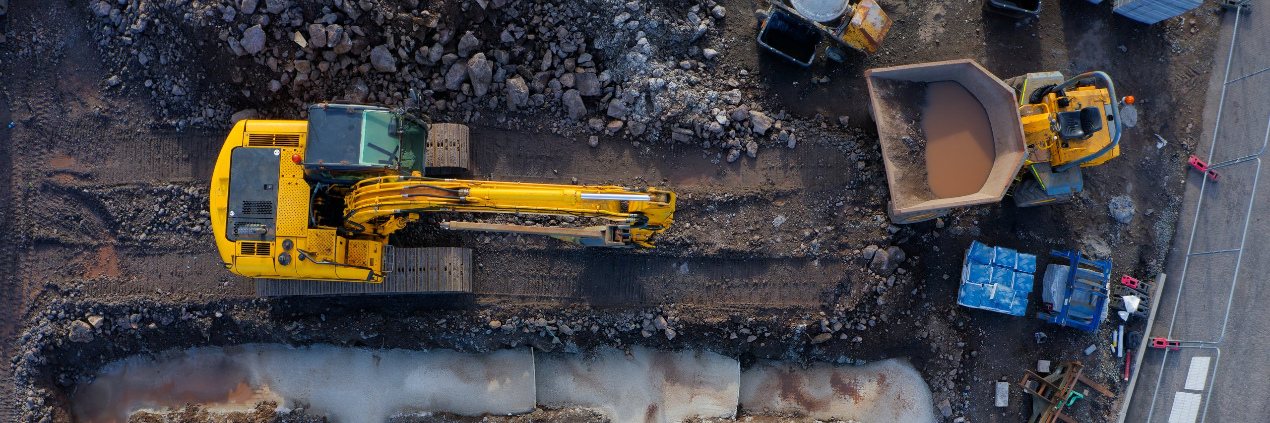 Aerial construction site view