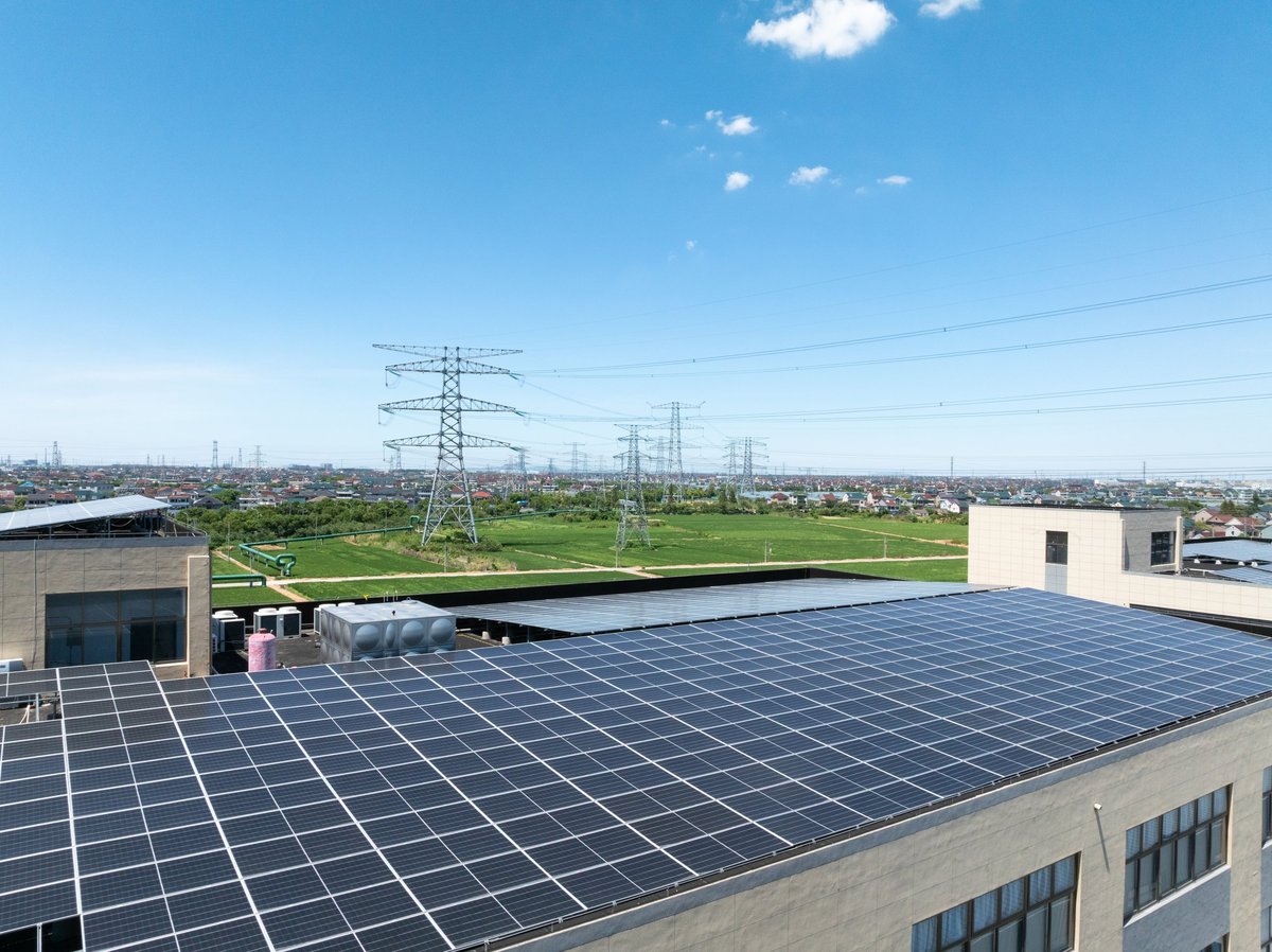 Solar power station on factory roof