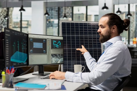 Engineer designing solar energy systems