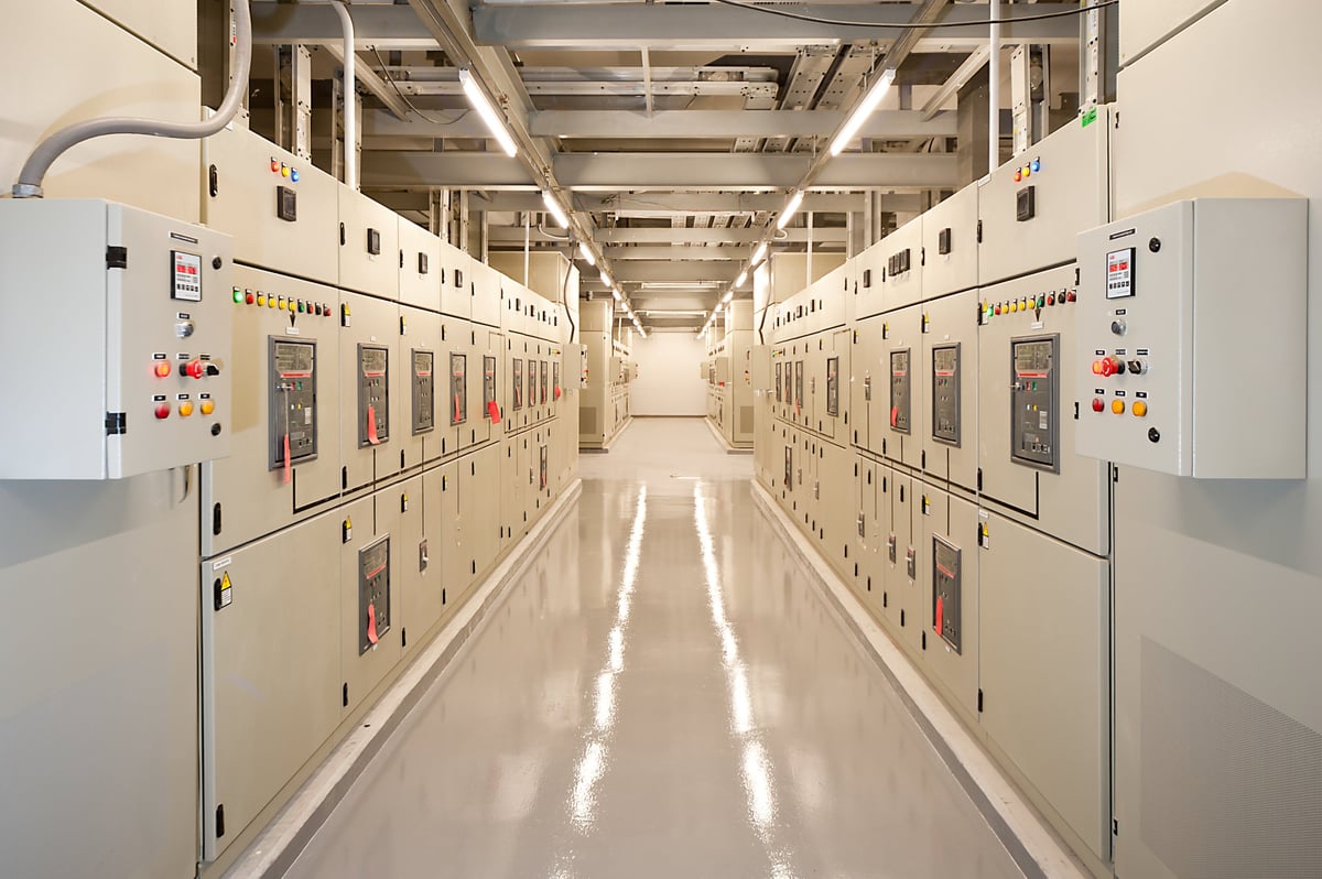 Switchgear in the electrical room